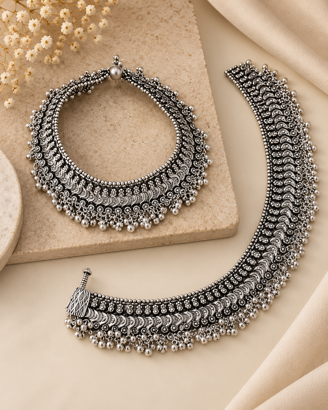 Rhodium Silver Payal